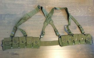 WWII US ARMY M44 COMBAT SUSPENDERS and M1 GARAND CARTRIDGE BELT - 1944 7