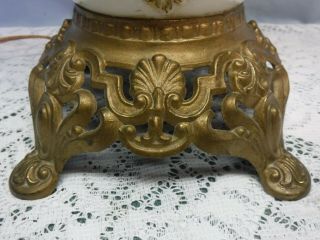 Antique 3 Tier Parlor Lamp White with Hand Painted Purple Violet Flowers GWTW 6