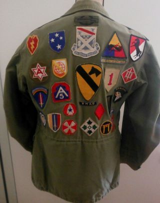 VIETNAM ERA U.  S.  ARMY ' DANANG ' 1968 - 69 MEN ' S SIZE REG.  XS GRN L/S FIELD JACKET 2