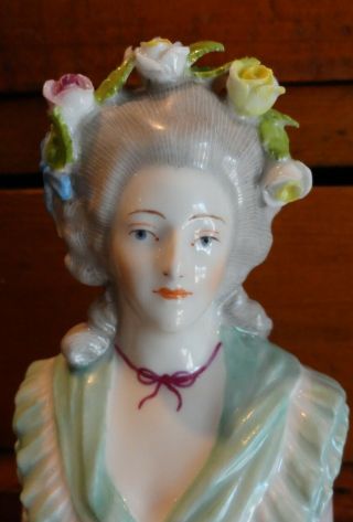 Rare Antique 5 1/4 In.  Half Doll Holding Flowers