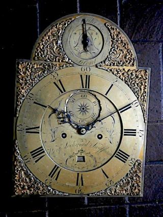 C1750 8 Day Longcase Grandfather Clock Dial,  Movement 12x16,  1/4 Benj Lockwo