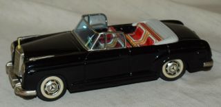 Vintage Bandai Tin Friction Mercedes Benz 2/9 Black Convertible Car - Japan