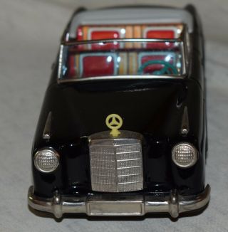 Vintage Bandai Tin Friction Mercedes Benz 2/9 Black Convertible Car - Japan 3