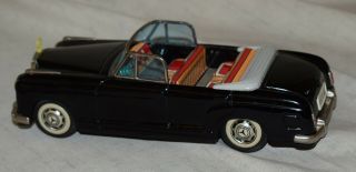 Vintage Bandai Tin Friction Mercedes Benz 2/9 Black Convertible Car - Japan 8