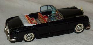 Vintage Bandai Tin Friction Mercedes Benz 2/9 Black Convertible Car - Japan 9