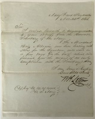 1812/MEXICAN/CIVIL WAR NAVY COURT MARTIAL COMMODORE PIRATE CAPTAIN LETTER SIGNED 3