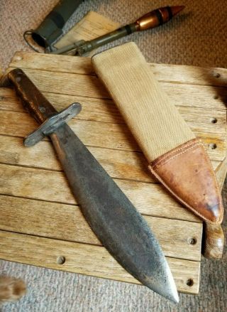Wwi Ww1 U.  S.  Dated 1917 Bolo Knife With Scabbard 1917/orig Wood Army/marine