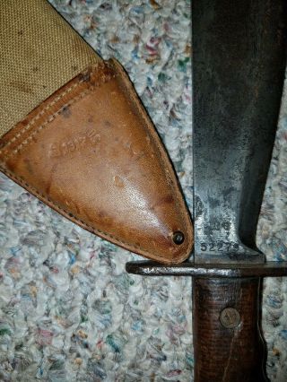 WWI WW1 U.  S.  DATED 1917 BOLO KNIFE WITH SCABBARD 1917/orig wood Army/Marine 6