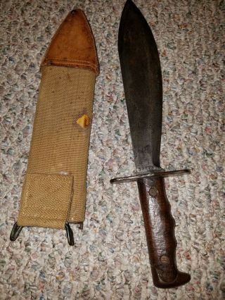 WWI WW1 U.  S.  DATED 1917 BOLO KNIFE WITH SCABBARD 1917/orig wood Army/Marine 9