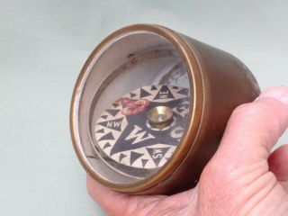 UNUSUAL ANTIQUE VICTORIAN GIMBAL COMPASS IN BRASS CYLINDER CASE 3