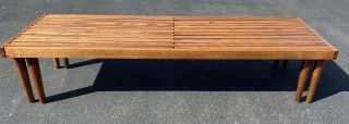 Mid Century Danish Modern John Keal Brown Saltman Expanding Slat Bench Table