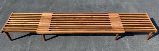 Mid Century Danish Modern John Keal Brown Saltman Expanding Slat Bench Table 6