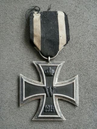 WW1 Germany,  Iron Cross 2nd class 1914,  EK2 1914,  marked,  with ribbon 5