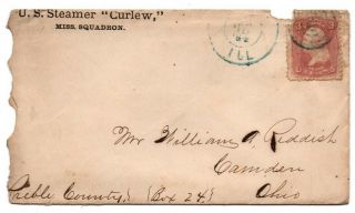 Ms Mississippi Grand Gulf Steamship Curlew Civil War Navy Letter & Postal Cover