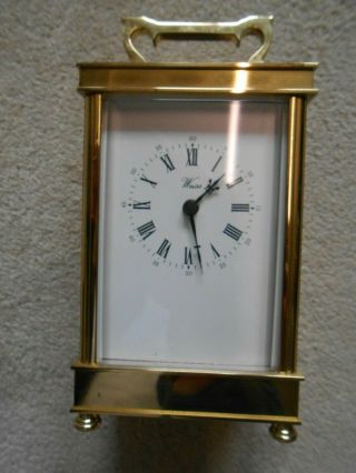 Carriage Clock By Weiss,  Heavy Item,  Looks Terrific.  Engraved Rear Door Adds 2 It
