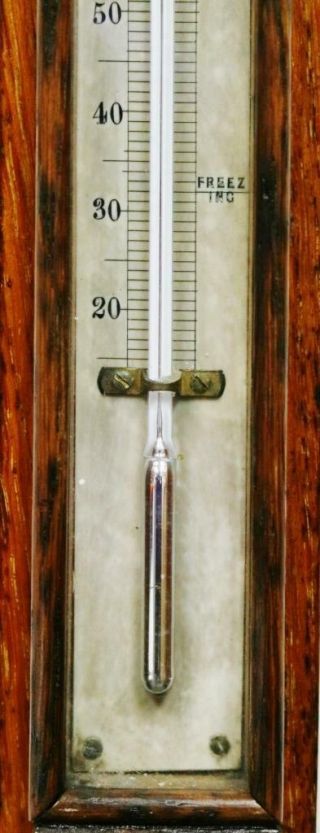 Antique Scottish Solid Oak Stick Wall Barometer & Thermometer,  J.  Buist Edinburgh 6