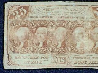 Twenty Five Cents Paper First Issue 1862 25c US Fractional Postage Currency Good 3