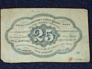 Twenty Five Cents Paper First Issue 1862 25c US Fractional Postage Currency Good 4