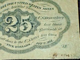 Twenty Five Cents Paper First Issue 1862 25c US Fractional Postage Currency Good 6