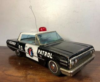 Vintage Tin Battery Operated Chevy Impala Ss Highway Patrol Toy Japan 14”