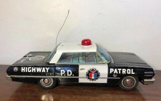 Vintage Tin Battery Operated Chevy Impala SS Highway Patrol Toy Japan 14” 2