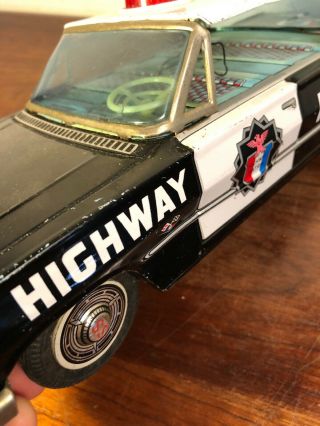 Vintage Tin Battery Operated Chevy Impala SS Highway Patrol Toy Japan 14” 6