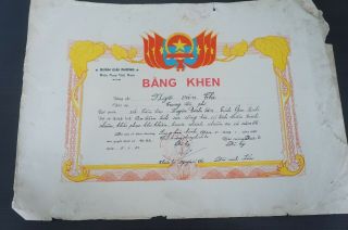 Vietminh Liberation Army Nlf Vc Vietcong Certificate/ Document 1967