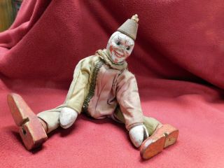 Antique Schoenhut Humpty Dumpty Circus Clown 8,  Inch Wooden Doll Circa 1910