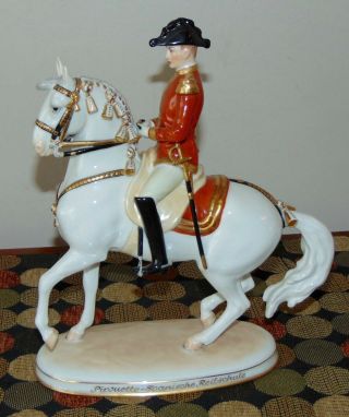 Augarten Wien Porcelain Lippizaner Horse & Rider Spanish Riding School Pirouette