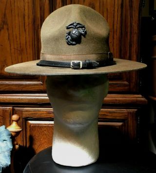 Usmc Marine Corps Salty Di Drill Sergeant Uniform Hat 6 5/8 The Real Deal