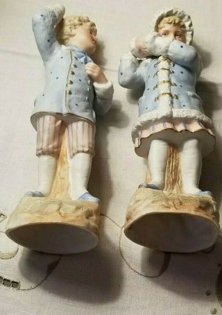 RARE Pair GEBRUDER HEUBACH GERMAN Bisque Figurines BOY & GIRL Snowball Fight 10