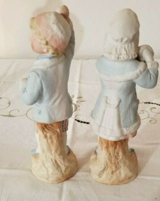 RARE Pair GEBRUDER HEUBACH GERMAN Bisque Figurines BOY & GIRL Snowball Fight 3