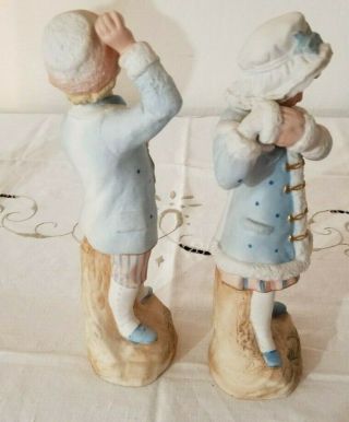 RARE Pair GEBRUDER HEUBACH GERMAN Bisque Figurines BOY & GIRL Snowball Fight 4