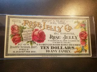 1885 Rose Jelly Co Quack Medicine Trade Card Cures Deafness Poison Frederick Md