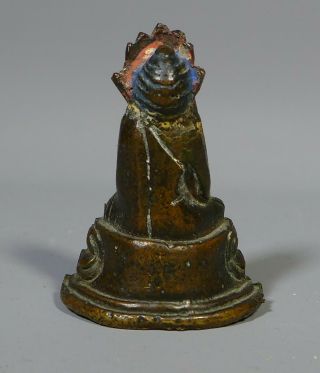 SMALL ANTIQUE INDIAN CHINESE BRONZE BUDDHA DEVOTIONAL FIGURE 2