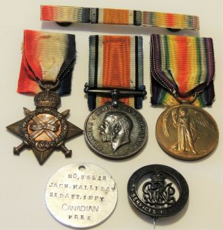 WW1 21st CEF Trio War Medal silver Victory 1914 1915 Star dogtag service pin 2