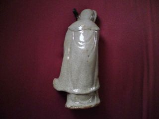 Qing Dynasty Chinese Shiwan crackle - glazed Stoneware Figure of Immortal Zen Monk 4