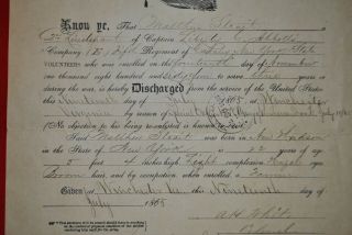 Civil War POW Officer ' s Discharge Cert.  - 5th Regt.  York Cavalry,  Co.  