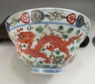 A rare/beautiful Chinese 18C famille verte bowl/cover - Qianlong mark&period 2