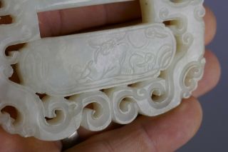 19th Century Chinese Carved Jade Inscribed Pendant Lock Work Of Art 6