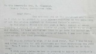 1907 Silver Plume Colorado Smuggler Mine Claim Letter - Judge Roy Blackman -