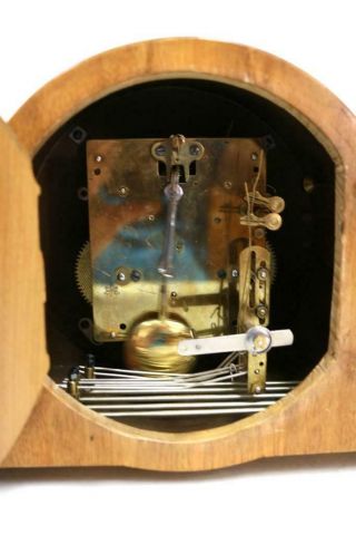 Vintage Walnut Antique Art Deco Junghans 8 Day 5 Gong Striking Mantel Clock 11