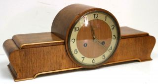 Vintage Walnut Antique Art Deco Junghans 8 Day 5 Gong Striking Mantel Clock