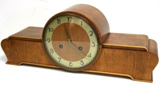 Vintage Walnut Antique Art Deco Junghans 8 Day 5 Gong Striking Mantel Clock 7
