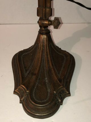 Antique E MILLER Reverse Paint LAMP Art Deco Arts Craft Brass Copper Student Old 10