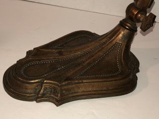 Antique E MILLER Reverse Paint LAMP Art Deco Arts Craft Brass Copper Student Old 6