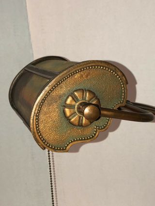 Antique E MILLER Reverse Paint LAMP Art Deco Arts Craft Brass Copper Student Old 7