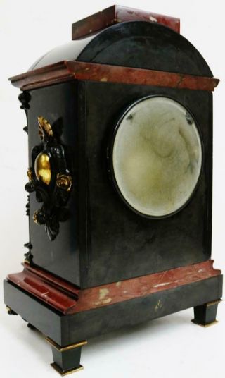 Rare Antique French Slate Marble Striking Mantel Clock 8Day Ornate Architectural 10