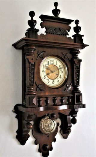 Striking H.  A.  C.  Freeswinger (berliner) Wall Clock Cir 1900
