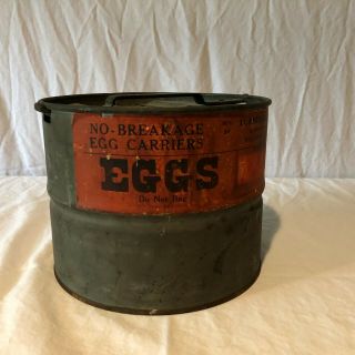 Vintage Turner Brothers Ohio Parcel Post Mailing Crate Metal Egg Carrier 2 Dozen